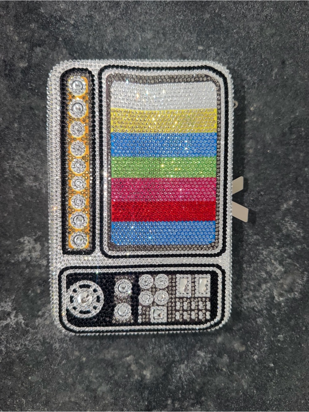 Crystal TV Test Pattern Clutch in Multicolor Rhinestones - Picture 4 of 9